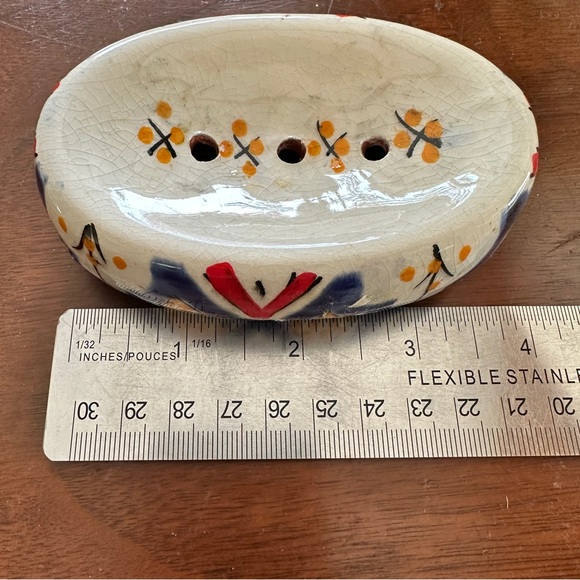 Moroccan handmade ceramic soap dish. Vintage, hand painted in traditional design - Picture 4 of 4